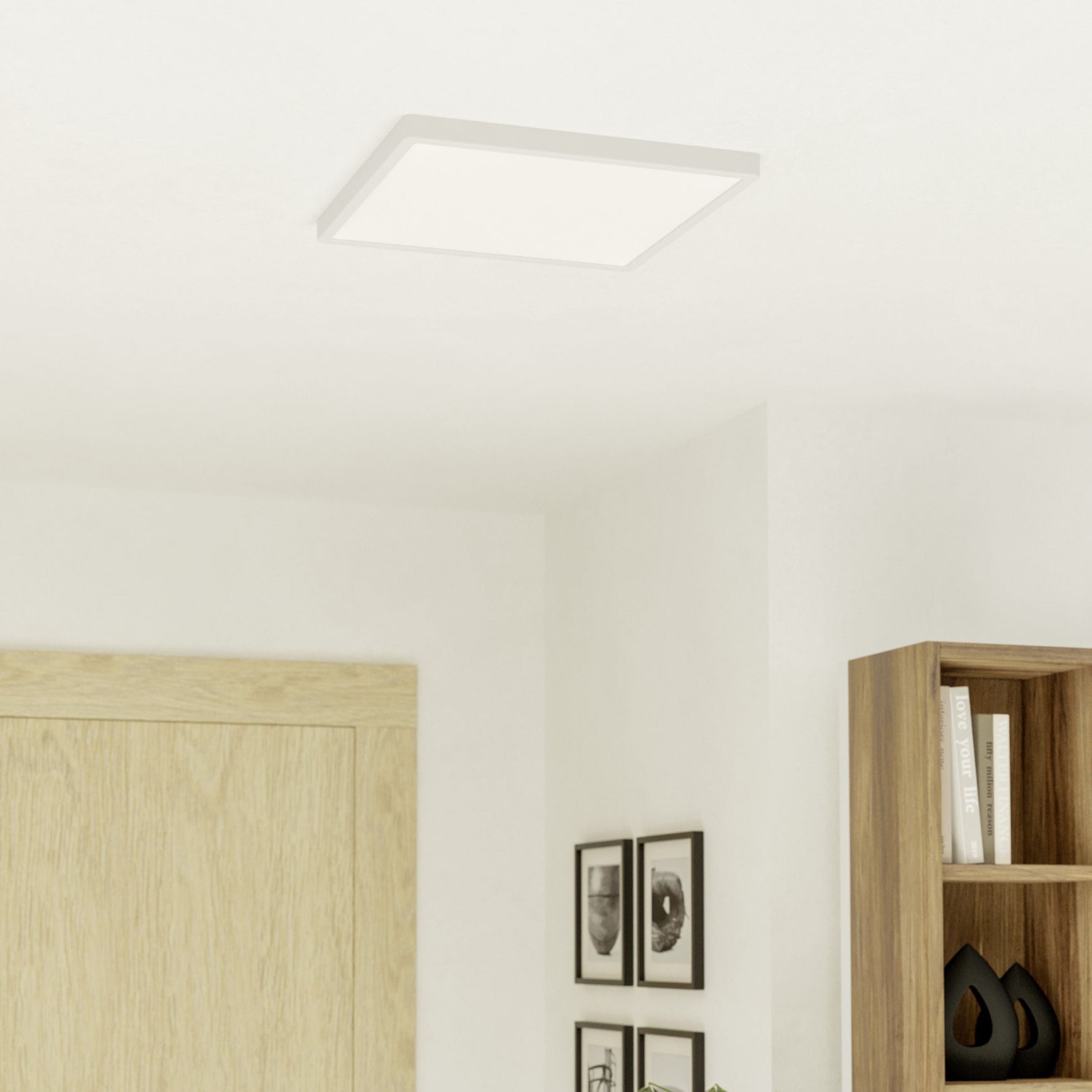 Eglo EU Fueva 6-Z Smart Control RGB IP44 Plastic Round Ceiling Light, 21.1cm Satin Nickel product image - Endon Lighting from First Light Direct with great prices and fast UK delivery