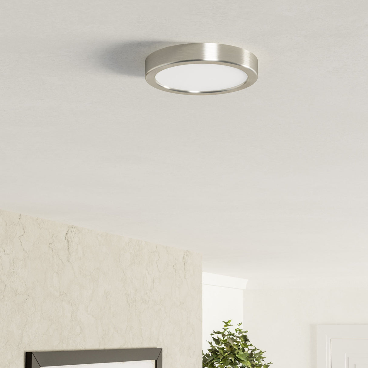 Eglo EU Fueva 6 Satin Nickel LED Round Ceiling Light, 16.6cm