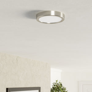 Eglo EU Fueva 6 Satin Nickel LED Round Ceiling Light, 16.6cm