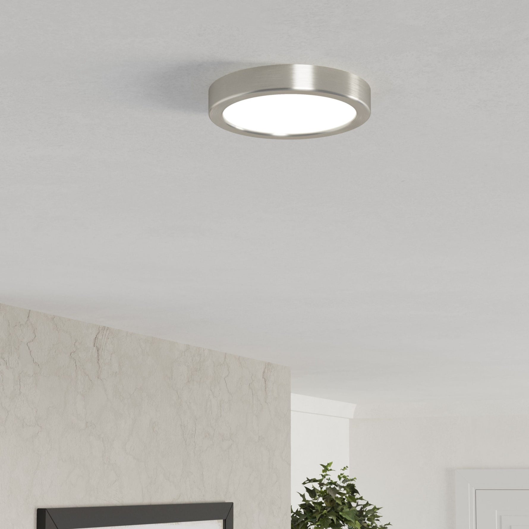 Eglo EU Fueva 6 Satin Nickel LED Round Ceiling Light, 21.1cm product image - Endon Lighting from First Light Direct with great prices and fast UK delivery
