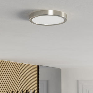 Eglo EU Fueva 6 Satin Nickel LED Round Ceiling Light, 21.1cm