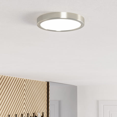 Eglo EU Fueva 6 Satin Nickel LED Round Ceiling Light, 21.1cm