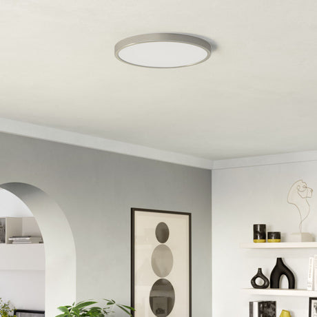 Eglo EU Fueva 6 Satin Nickel LED Round Ceiling Light, 38.9cm