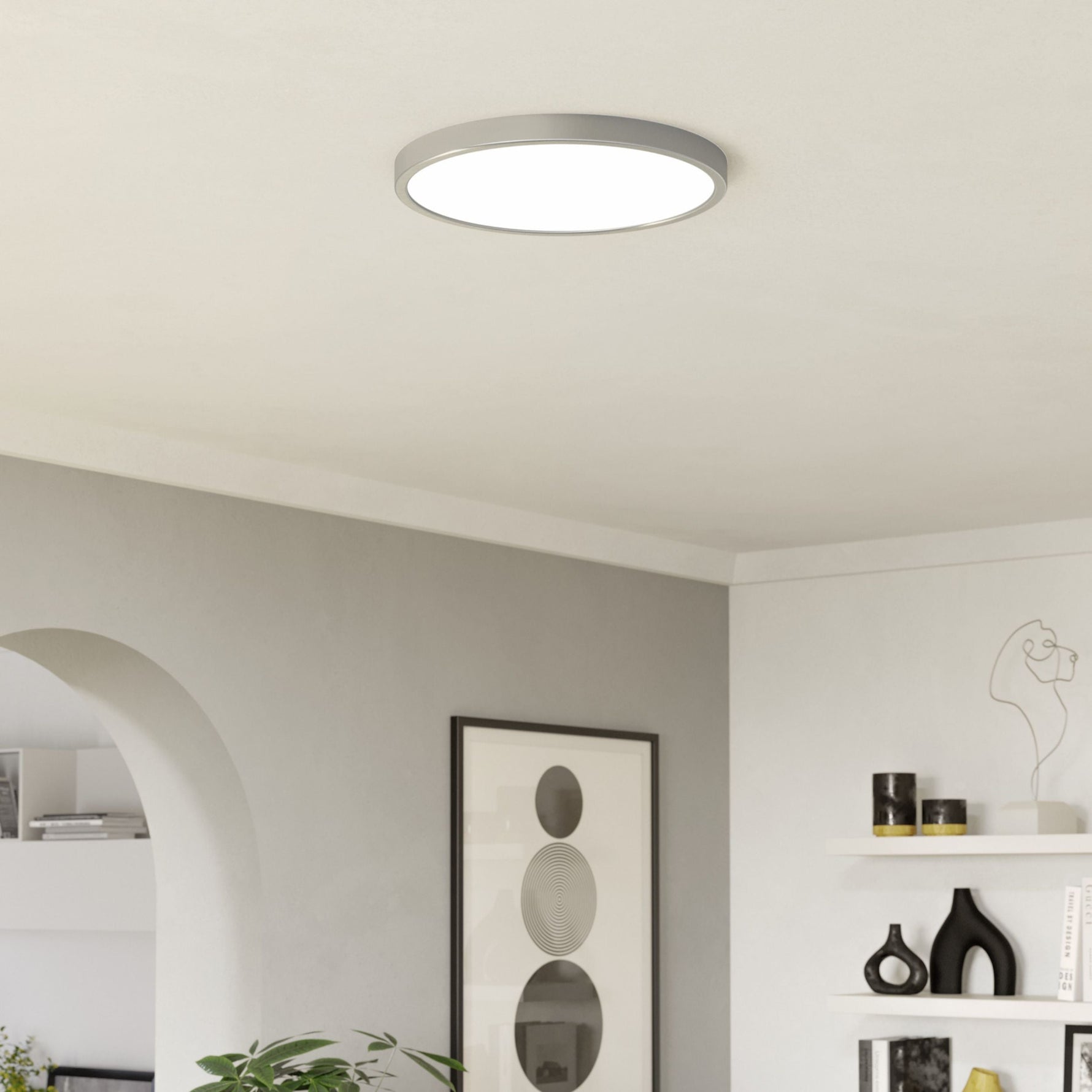 Eglo EU Fueva 6 Satin Nickel LED Sqaure Ceiling Light, 39cm product image - Endon Lighting from First Light Direct with great prices and fast UK delivery