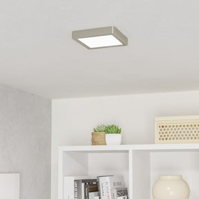 Eglo EU Fueva 6 Satin Nickel LED Square Ceiling Light, 15cm