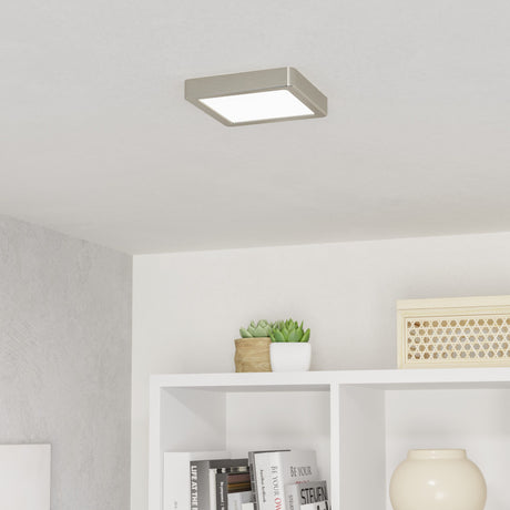 Eglo EU Fueva 6 Satin Nickel LED Square Ceiling Light, 15cm