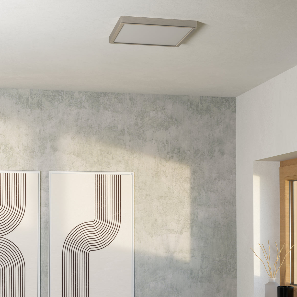 Eglo EU Fueva 6 Satin Nickel LED Sqaure Ceiling Light, 29cm