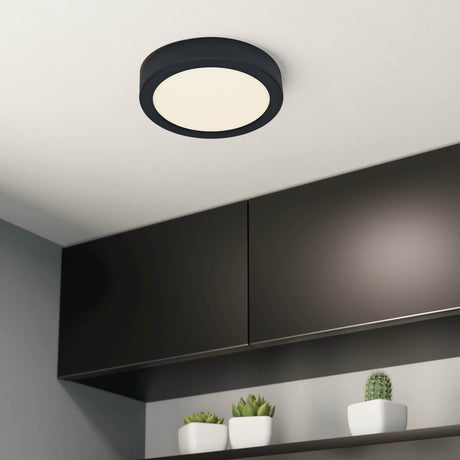 Eglo EU Fueva 6 IP44 LED CCT Plastic Ceiling Light, (D) 16.6cm Black