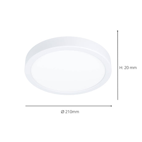 Eglo EU Fueva 6 LED Ceiling Light White Round Ultra?Slim Profile 211mm