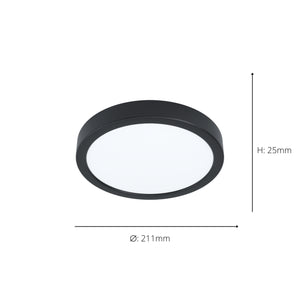 Eglo EU Fueva 6-Z Smart Control RGB IP44 Plastic Round Ceiling Light, 21.1cm Black