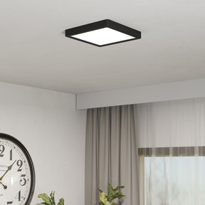 Eglo EU Fueva 6-Z Smart Control RGB IP44 Plastic Square Ceiling Light, 22cm Black