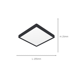Eglo EU Fueva 6-Z Smart Control RGB IP44 Plastic Square Ceiling Light, 29.5cm Black