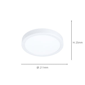 Eglo EU Fueva 6-Z Smart Control RGB IP44 Plastic Round Ceiling Light, 21.1cm White
