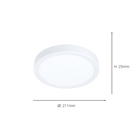 Eglo EU Fueva 6-Z Smart Control RGB IP44 Plastic Round Ceiling Light, 21.1cm White