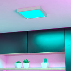 Eglo EU Fueva 6-Z Smart Control RGB IP44 Plastic Square Ceiling Light, 22cm White
