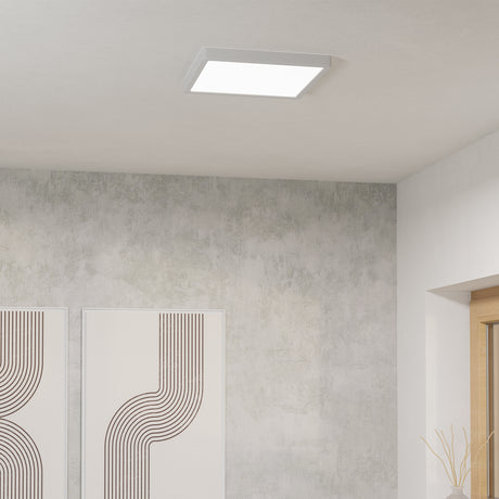 Eglo EU Fueva 6-Z Smart Control RGB IP44 Plastic Square Ceiling Light, 29.5cm White