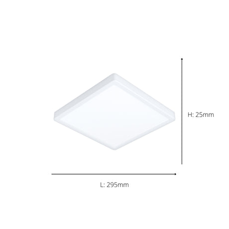 Eglo EU Fueva 6-Z Smart Control RGB IP44 Plastic Square Ceiling Light, 29.5cm White
