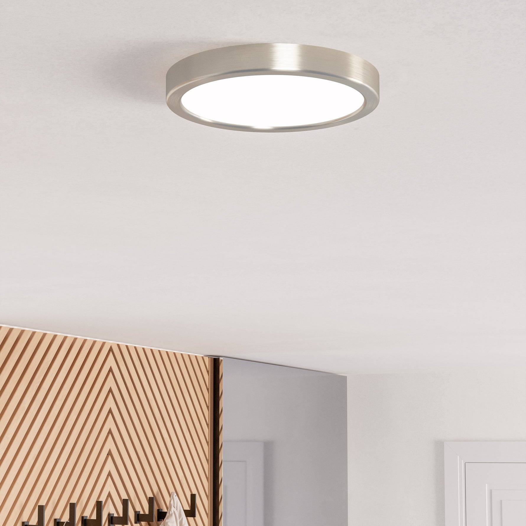 Eglo EU Fueva 6-Z Smart Control RGB IP44 Plastic Square Ceiling Light, 29.5cm Satin Nickel product image - Endon Lighting from First Light Direct with great prices and fast UK delivery