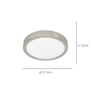 Eglo EU Fueva 6-Z Smart Control RGB IP44 Plastic Round Ceiling Light, 21.1cm Satin Nickel
