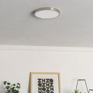Eglo EU Fueva 6-Z Smart Control RGB IP44 Plastic Round Ceiling Light, 27.8cm Satin Nickel