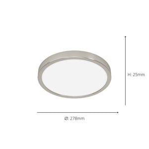 Eglo EU Fueva 6-Z Smart Control RGB IP44 Plastic Round Ceiling Light, 27.8cm Satin Nickel
