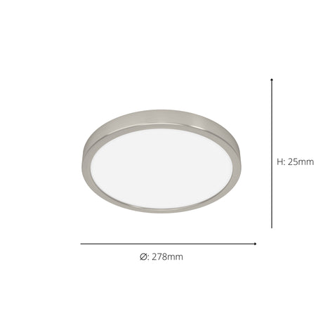 Eglo EU Fueva 6-Z Smart Control RGB IP44 Plastic Round Ceiling Light, 27.8cm Satin Nickel