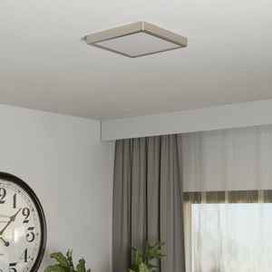 Eglo EU Fueva 6-Z Smart Control RGB IP44 Plastic Square Ceiling Light, 22cm Satin Nickel