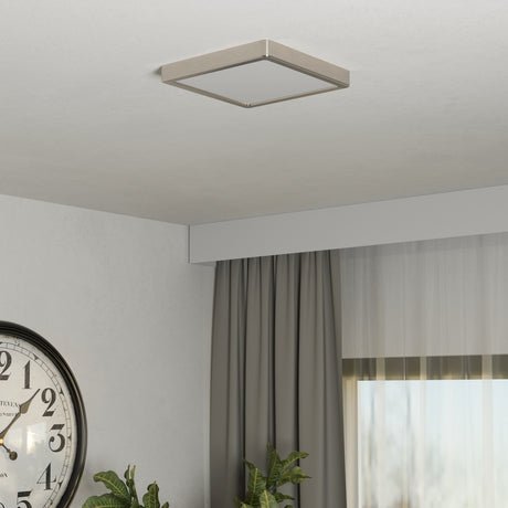 Eglo EU Fueva 6-Z Smart Control RGB IP44 Plastic Square Ceiling Light, 22cm Satin Nickel