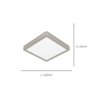 Eglo EU Fueva 6 Satin Nickel LED Sqaure Ceiling Light, 39cm