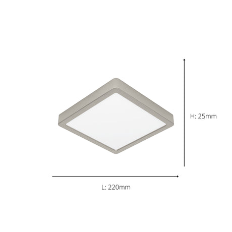 Eglo EU Fueva 6-Z Smart Control RGB IP44 Plastic Square Ceiling Light, 22cm Satin Nickel