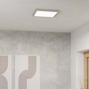 Eglo EU Fueva 6-Z Smart Control RGB IP44 Plastic Square Ceiling Light, 29.5cm Satin Nickel