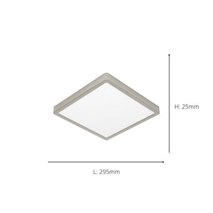 Eglo EU Fueva 6-Z Smart Control RGB IP44 Plastic Square Ceiling Light, 29.5cm Satin Nickel