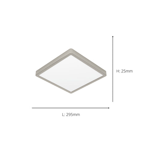 Eglo EU Fueva 6-Z Smart Control RGB IP44 Plastic Square Ceiling Light, 29.5cm Satin Nickel