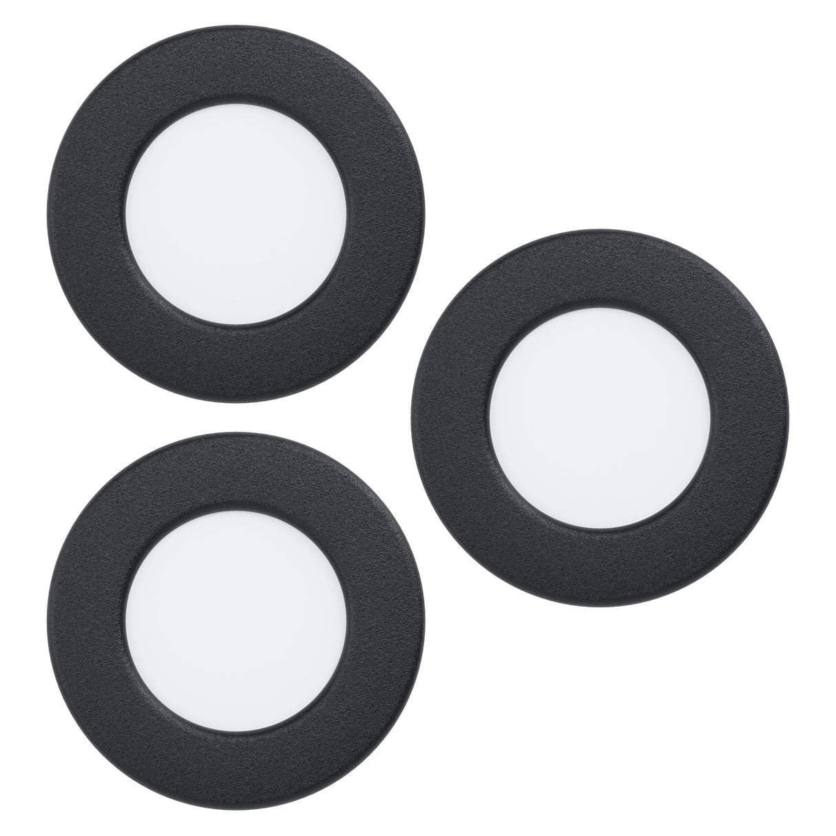 Eglo EU Fueva 6 Black LED Round Recessed Ceiling Light, 8.8cm, Set of 3