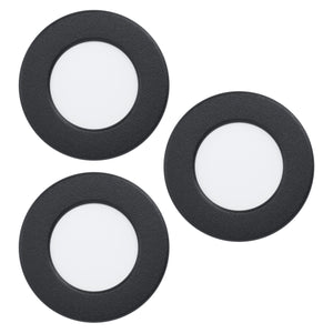 Eglo EU Fueva 6 Black LED Round Recessed Ceiling Light, 8.8cm, Set of 3