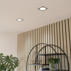 Eglo EU Fueva 6 Satin Nickel LED Square Recessed Ceiling Light, 11.9cm