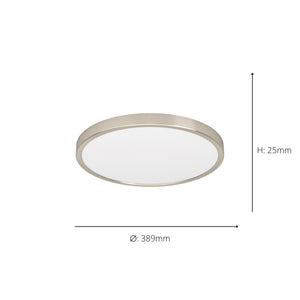 Eglo EU Fueva 6-Z Smart Control RGB IP44 Plastic Round Ceiling Light, 38.9cm Satin Nickel