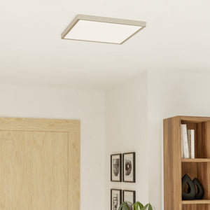Eglo EU Fueva 6-Z Smart Control RGB IP44 Plastic Square Ceiling Light, 39cm Satin Nickel