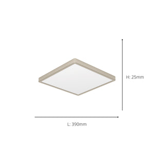 Eglo EU Fueva 6-Z Smart Control RGB IP44 Plastic Square Ceiling Light, 39cm Satin Nickel