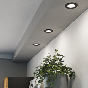Eglo EU Fueva 6-Z Smart Control RGB IP44 Plastic Round Recessed Light, 8.8cm Satin Black, Pack of 3