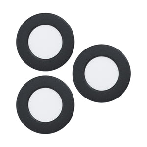 Eglo EU Fueva 6-Z Smart Control RGB IP44 Plastic Round Recessed Light, 8.8cm Satin Black, Pack of 3
