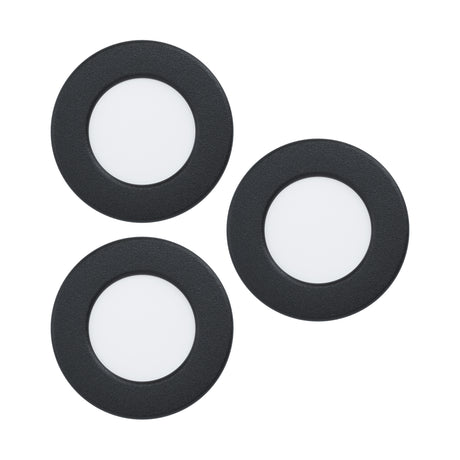 Eglo EU Fueva 6-Z Smart Control RGB IP44 Plastic Round Recessed Light, 8.8cm Satin Black, Pack of 3