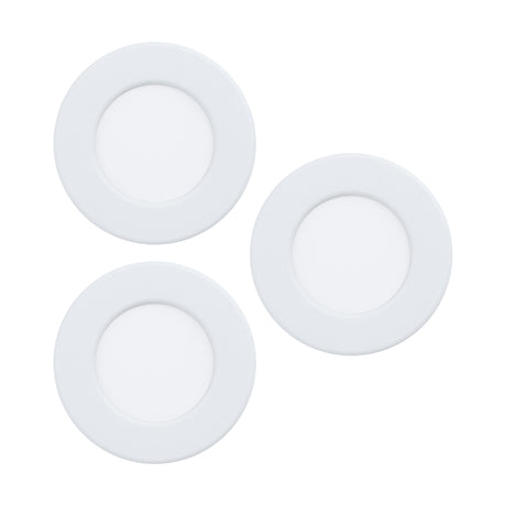 Eglo EU Fueva 6-Z Smart Control RGB IP44 Plastic Round Recessed Light, 8.8cm Satin White, Pack of 3