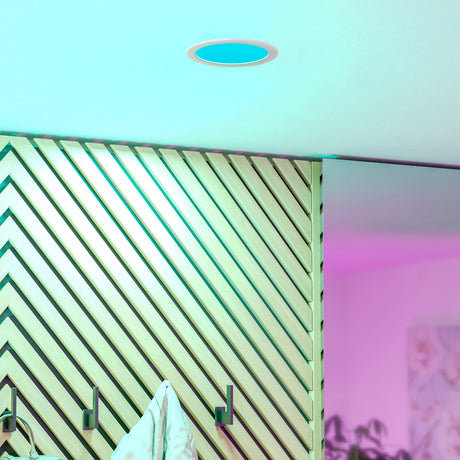 Eglo EU Fueva 6-Z Smart Control RGB IP44 Plastic Round Recessed Light, 16.8cm White