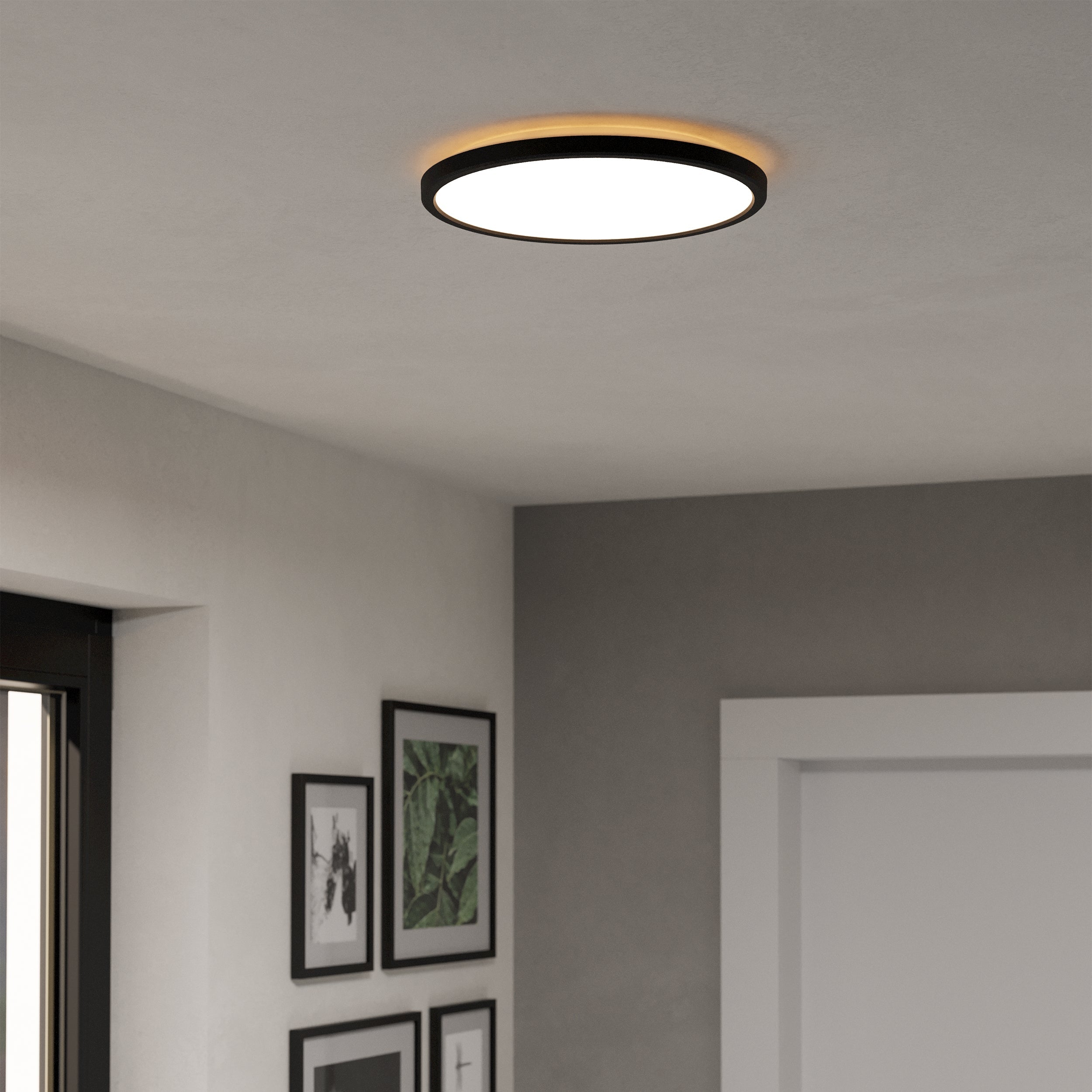 Eglo EU Rovito Black Rectangular Plastic LED Ceiling Light, 57cm product image - Endon Lighting from First Light Direct with great prices and fast UK delivery