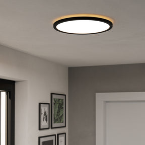 Eglo EU Rovito Black Round Plastic LED Tricolour Ceiling Light, 38.9cm