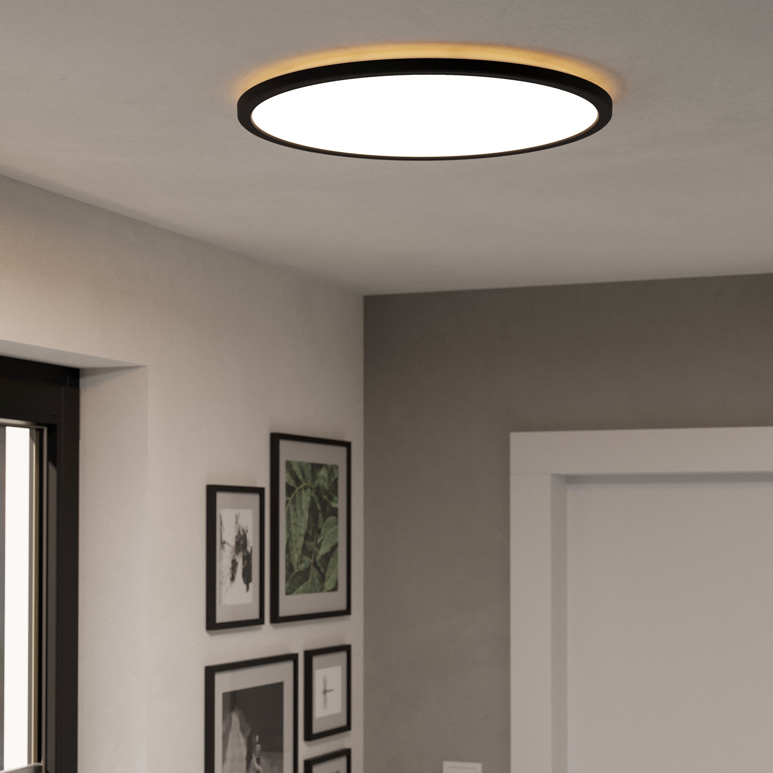 Eglo EU Rovito Black Square Plastic LED Tricolour Ceiling Light, 50cm product image - Endon Lighting from First Light Direct with great prices and fast UK delivery