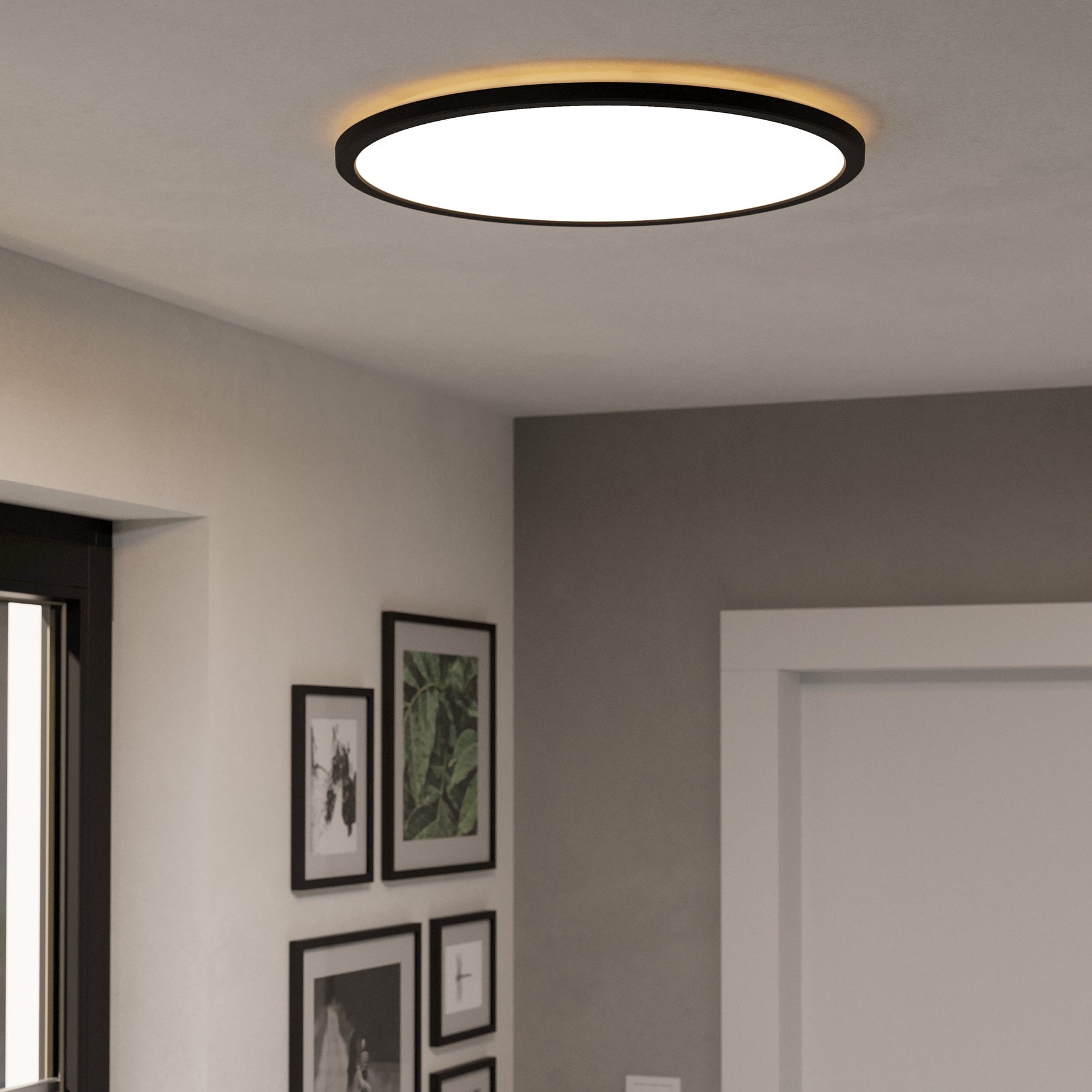 Eglo EU Rovito Black Square Plastic LED Tricolour Ceiling Light, 50cm product image - Endon Lighting from First Light Direct with great prices and fast UK delivery