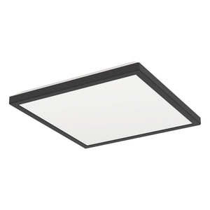 Eglo EU Rovito Black Square Plastic LED Tricolour Ceiling Light, 29cm