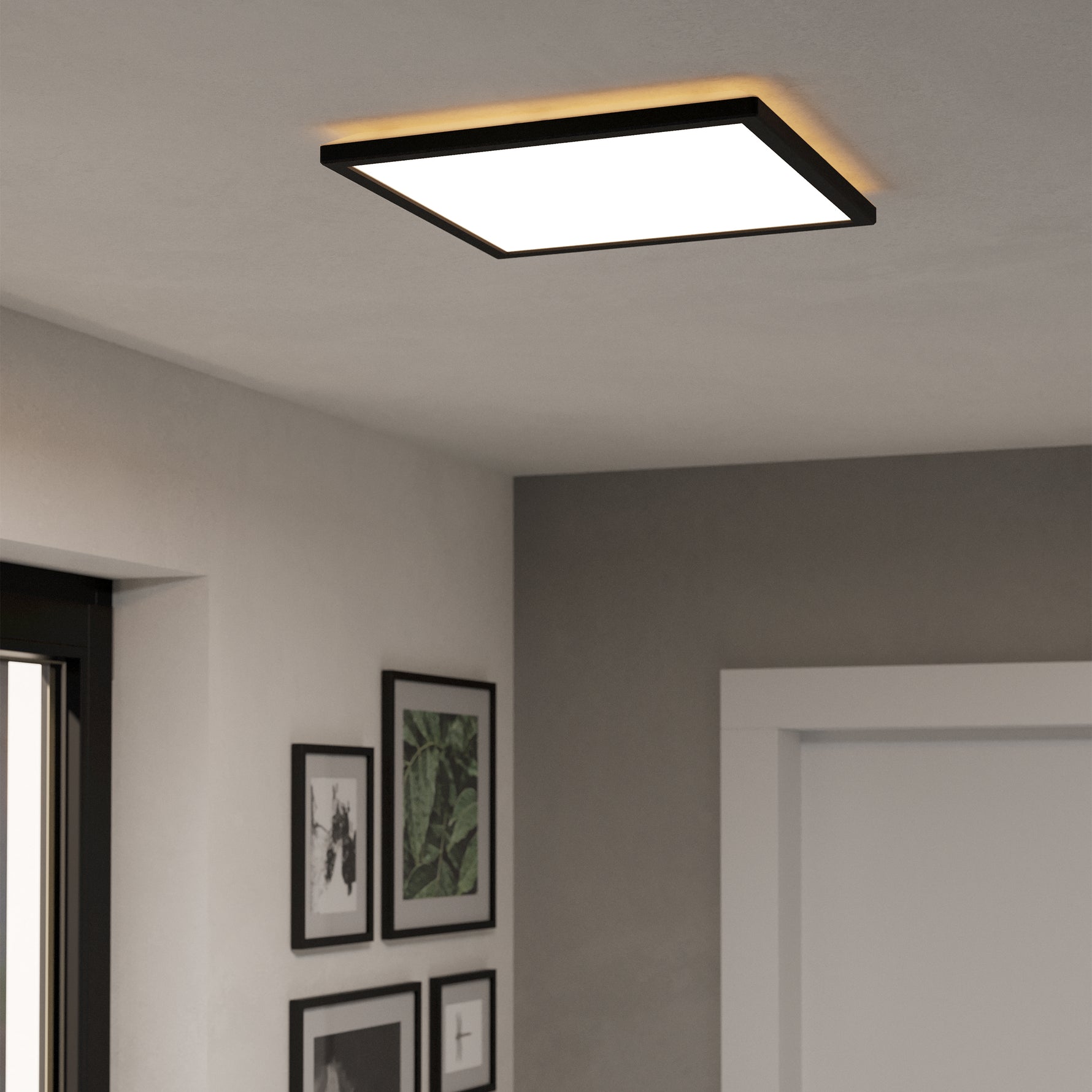 Eglo EU Rovito Black Square Plastic LED Tricolour Ceiling Light, 39cm product image - Endon Lighting from First Light Direct with great prices and fast UK delivery